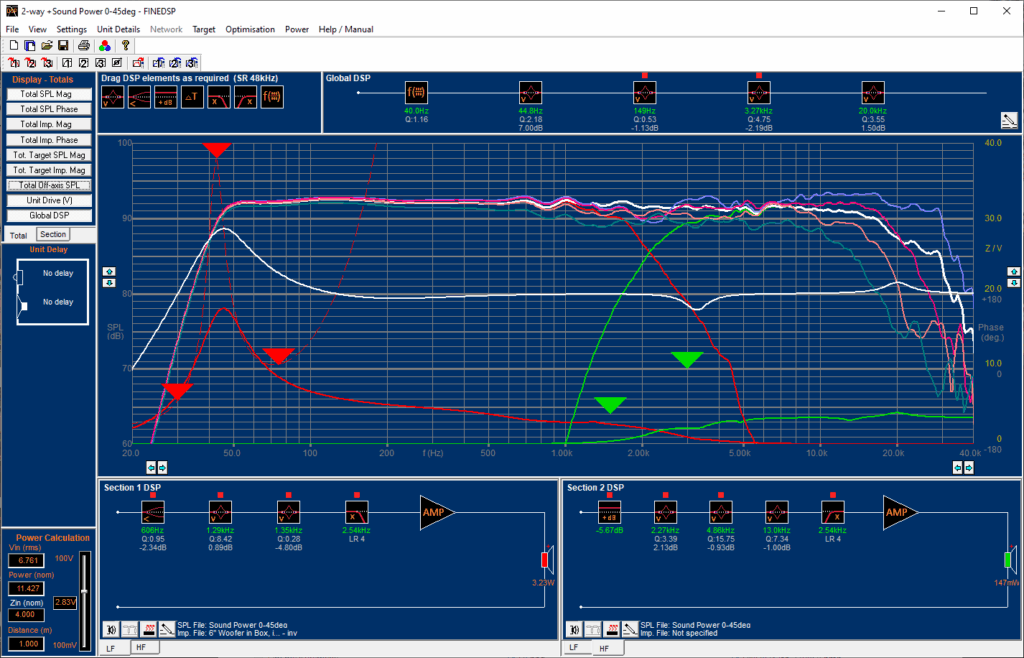 a screenshot from Fine DSP loudspeaker design software
