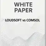 LOUDSOFT vs COMSOL white paper cover with abstract wave design.